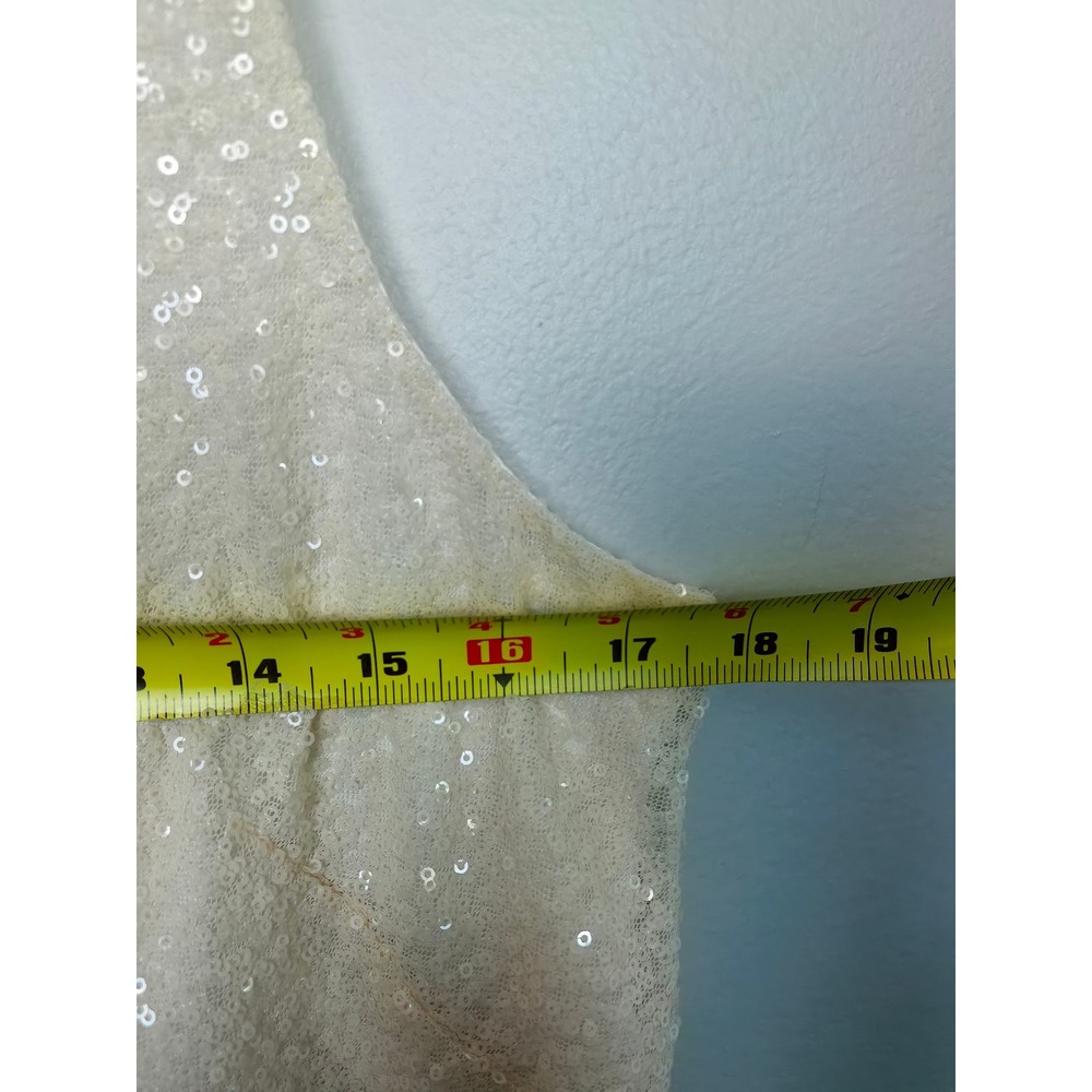 Lauren Ralph Lauren Ivory Sequin Scoop Neck Tank Top Festive Party Glam Size 14 - Picture 6 of 7